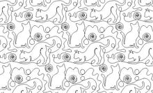 Load image into Gallery viewer, Cats and Yarn, Digital quilting pattern, design, pantograph.