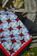 Load image into Gallery viewer, Luxury handmade modern quilt, gray red black quilt.