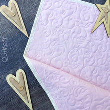Load image into Gallery viewer, Handmade baby quilt, girl, whole cloth, baptism, christening, baptizing gift.