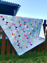 Load image into Gallery viewer, Modern quilt, bright scrappy flags.