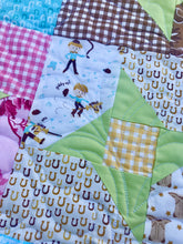 Load image into Gallery viewer, Cowboy and Cowgirl quilt, very pretty!