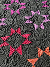 Load image into Gallery viewer, Rainbow stars quilt dark grey background,