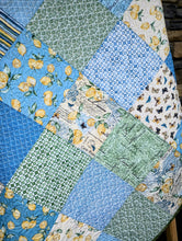 Load image into Gallery viewer, Blue and yellow Lemon Drop quilt