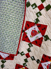 Load image into Gallery viewer, Christmas Barn Quilt, Holiday Farmhouse Wall Hanging, Red and Green Patchwork Quilt