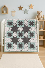 Load image into Gallery viewer, Mint and grey star quilt