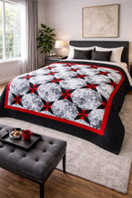 Load image into Gallery viewer, Luxury handmade modern quilt, gray red black quilt.