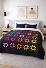 Load image into Gallery viewer, Rainbow stars quilt dark grey background,