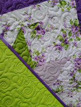 Load image into Gallery viewer, Lavender and Green throw size quilt