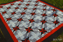 Load image into Gallery viewer, Luxury handmade modern quilt, gray red black quilt.