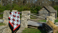 Load image into Gallery viewer, Luxury handmade modern quilt, gray red black quilt.
