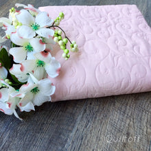 Load image into Gallery viewer, Handmade baby quilt, girl, whole cloth, baptism, christening, baptizing gift.
