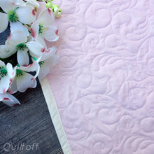 Load image into Gallery viewer, Handmade baby quilt, girl, whole cloth, baptism, christening, baptizing gift.
