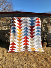 Load image into Gallery viewer, Large flying geese modern quilt.
