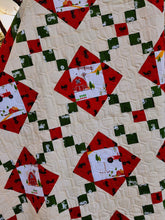 Load image into Gallery viewer, Christmas Barn Quilt, Holiday Farmhouse Wall Hanging, Red and Green Patchwork Quilt
