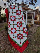 Load image into Gallery viewer, Christmas Barn Quilt, Holiday Farmhouse Wall Hanging, Red and Green Patchwork Quilt
