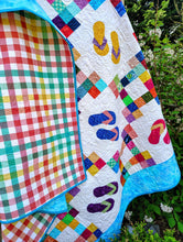 Load image into Gallery viewer, Flip Flop Appliqué Throw Quilt: Beach House Coastal Decor
