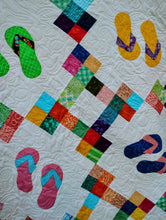 Load image into Gallery viewer, Flip Flop Appliqué Throw Quilt: Beach House Coastal Decor
