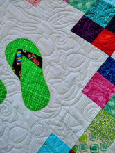 Load image into Gallery viewer, Flip Flop Appliqué Throw Quilt: Beach House Coastal Decor
