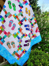 Load image into Gallery viewer, Flip Flop Appliqué Throw Quilt: Beach House Coastal Decor
