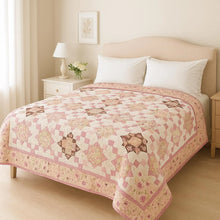Load image into Gallery viewer, Pastel Floral Star quilt, queen/king size
