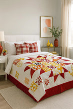 Load image into Gallery viewer, Very Pretty Red and Yellow Sampler Quilt, full/queen size
