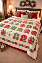 Load image into Gallery viewer, Homemade handmade modern Christmas quilt
