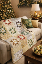 Load image into Gallery viewer, Handmade Christmas Quilt, white gold silver
