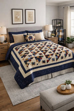 Load image into Gallery viewer, Handcrafted Star Quilt – All Cotton, Professionally Quilted
