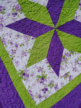 Load image into Gallery viewer, Purple and Green throw size quilt
