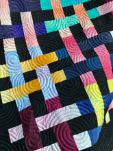 Load image into Gallery viewer, Made by order. Throw size Modern Scrappy Quilt, woven, pastel colors
