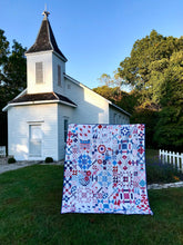 Load image into Gallery viewer, Available now: Beautiful sampler cheater quilt FULL size
